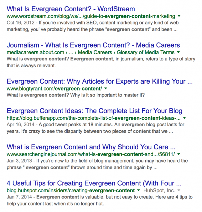 serps for evergreen content